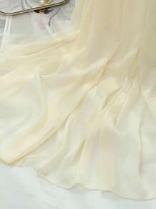 1入組女士素色時尚圍巾適用於日常 - 米色 - 查看 4