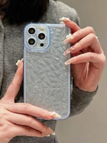 Clear Phone Case With Glitter Paper - Blue - View 4