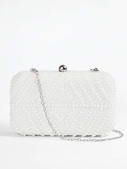 Glitter Bling,Shiny Glamorous,Elegant Women's Luxury Romantic Faux Pearl & Rhinestone Decor Evening Bag Clutch Crossbody Bag Suitable For Weddings, Parties, Dances, Banquets Dinner Bag For Party Girl,Woman,For Female Perfect For Party,Wedding,Prom,Dinner/Banquet,For Best Gift For Women, Elegant Pearl Clutch, Prom Bag