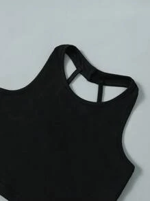 SHEIN 少女上衣和印花阔腿裤套装，舒适亲肤设计，上衣和阔腿裤组合 - 彩色 - 查看 3