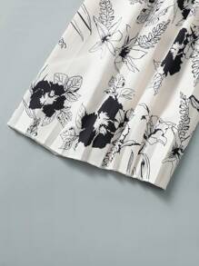 SHEIN 少女上衣和印花阔腿裤套装，舒适亲肤设计，上衣和阔腿裤组合 - 彩色 - 查看 5