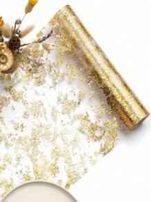 1pc Polyester Table Runner, Modern Metallic Kitchen Table Runner For Dining Room - Gold - View 6