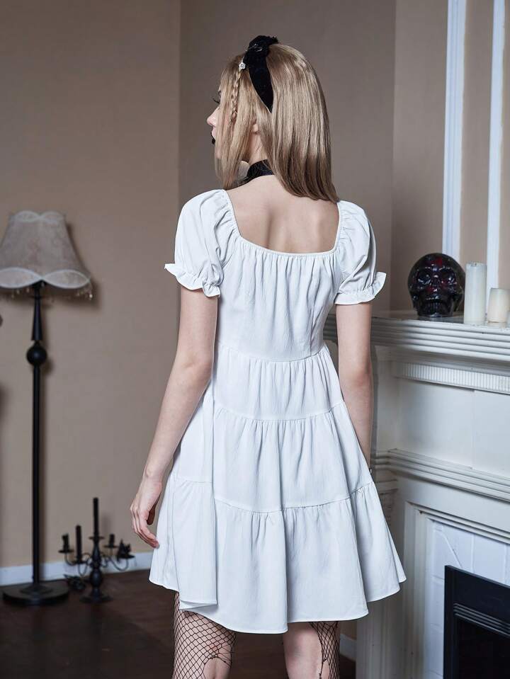 solid ruched ruffle hem dress solid color ruched ruffle hem dress elegant long sleeve