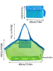 輕巧可摺疊大容量綠色海灘袋，適用於青少年女孩、女性大學生，適用於學校、戶外、旅行、郊遊、體育場、運動、夏季必備，適合度假和假期，校園包、攜帶方便、大容量，適合辦公室、大學、小學、中學、高中、工作、商務、通勤、購物、假期 - 綠色 - 查看 4