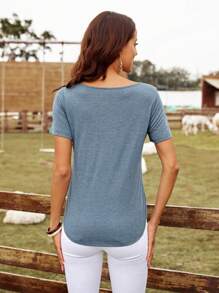 EMERY ROSE Camiseta unicolor bajo curvo