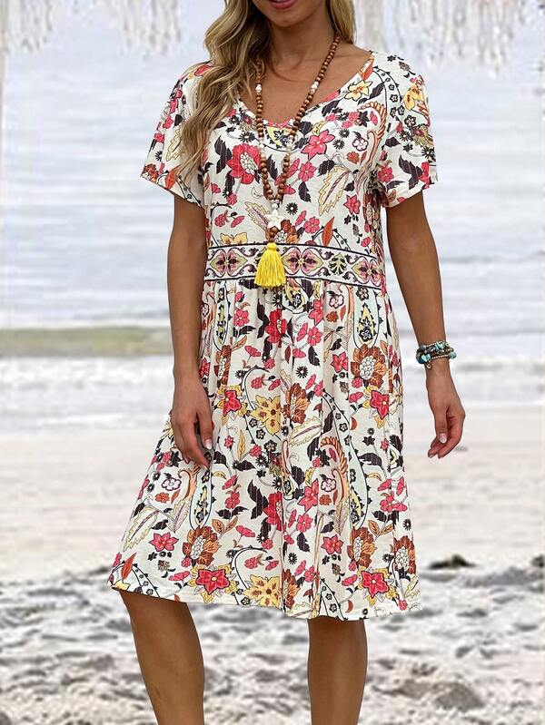 Floral Print Smock Dress