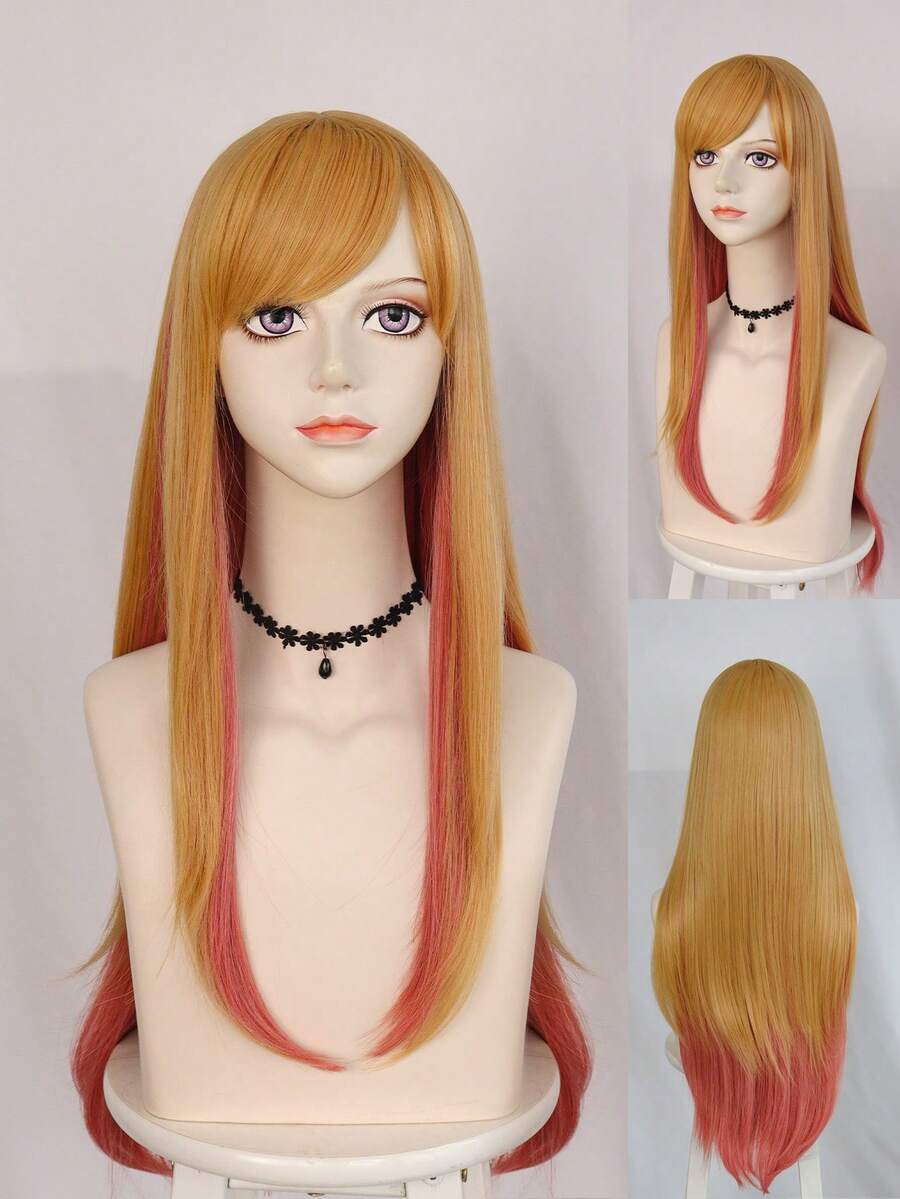 Long Straight Cosplay Synthetic Wig With Wig Cap