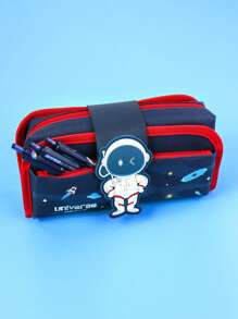 Astronaut Pattern Pencil Case - Blue - View 1