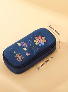 1pc Flower & Rainbow Print Pencil Bag - Multicolor - View 4