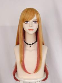 Long Straight Cosplay Synthetic Wig With Wig Cap - Multicolor - View 6