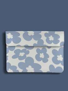 1pc 14 Inch Flower Pattern Laptop Bag - Blue and White - View 1