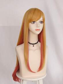 Long Straight Cosplay Synthetic Wig With Wig Cap - Multicolor - View 4