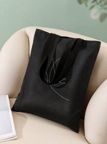 Large Capacity Butterfly Graphic Shopper Bag - Black - View 3