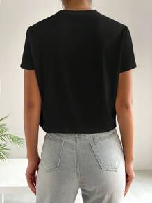 SHEIN EZwear T-Shirt mit Tasche Flicken,
