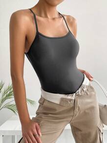 SHEIN EZwear 露背交叉吊帶連體衣