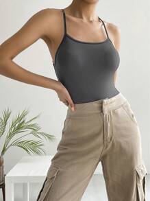 SHEIN EZwear 露背交叉吊帶連體衣
