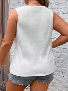 SHEIN LUNE Plus Solid Split Hem Tank Top - White - View 2
