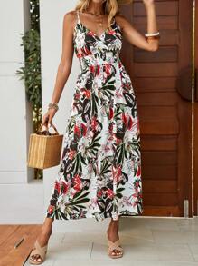 SHEIN VCAY Tropical Print Cami Dress - Multicolor - View 1