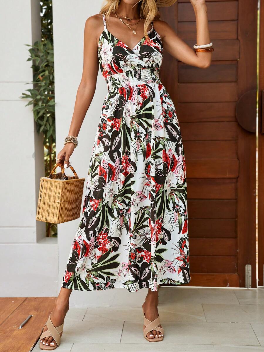 SHEIN VCAY Tropical Print Cami Dress - Multicolor - View 1