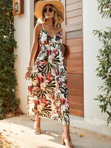 SHEIN VCAY Tropical Print Cami Dress - Multicolor - View 4