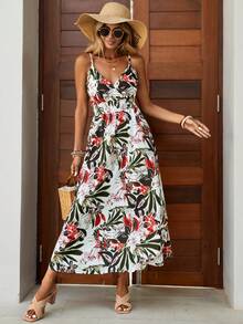 SHEIN VCAY Tropical Print Cami Dress - Multicolor - View 5