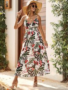 SHEIN VCAY Tropical Print Cami Dress - Multicolor - View 7