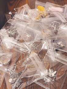 10 件透明珠宝收纳袋，防氧化珠宝戒指耳环收纳袋，戒指便携包珠宝盒珠宝架学校用品学校用品大学宿舍学生化妆包化妆收纳包洗漱包盥洗包化妆品收纳化妆包浴室旅行大学宿舍珠宝收纳包珠宝配件戒指耳环项链手链女士礼物女孩礼物女友礼物化妆包旅行必需品假期返校学校必需品学校包女士旅行包 - 無色 - 查看 5