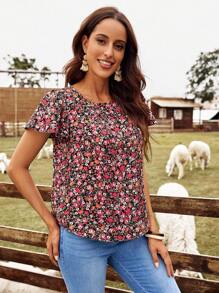 EMERY ROSE Áo sơ mi nữ Xù Họa tiết hoa Boho - Nhiều màu - Xem 1