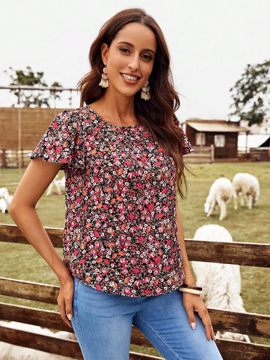 EMERY ROSE Áo sơ mi nữ Xù Họa tiết hoa Boho - Nhiều màu - Xem 1