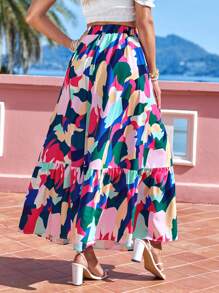 Breezaya Allover Print Ruffle Hem Skirt - Multicolor - View 3