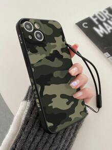 1pc Tpu Painted Phone Case With Attached Lanyard, Compatible With IPhone Series 7/8/11/12/13/14 Promax Plus X Xr Xsmax Se2, Compatible With IPhone 15/15pro/15plus/15promax, Compatible With Samsung Galaxy Series A03s/A03core/A04/A12/A13/A14/A21s/A22/A23/A32/A33/A34/A50/A51/A52/A53/A54/A71/A72/A73/S20fe/S21/S21plus/S21ultra/S22/S22plus/S22ultra Compatible With IPhone15/15Plus/15Pro/15Promax - Multicolor - View 1