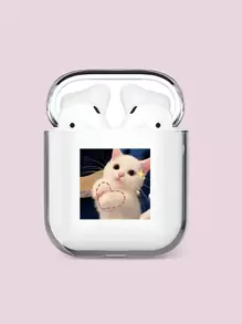 1pc Cute Transparent AirPods 3 Case With Heart-Shaped Cat-Shaped Pattern