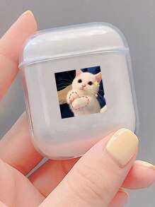 1pc Cute Transparent AirPods 3 Case With Heart-Shaped Cat-Shaped Pattern