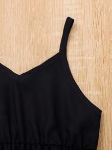 Baby Girls Infant Floral, Daisy, Butterfly Print Sweet Casual Sleeveless Cami Dress, Suitable For Party, Birthday, Photo Shooting, Holiday, Outdoor Activities In Spring/Summer - Black - View 3