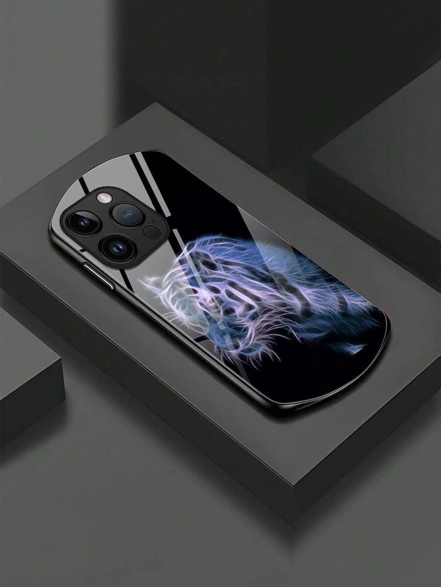 Tiger Pattern Glass Phone Case - Multicolor - View 1