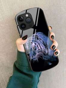 Tiger Pattern Glass Phone Case - Multicolor - View 2