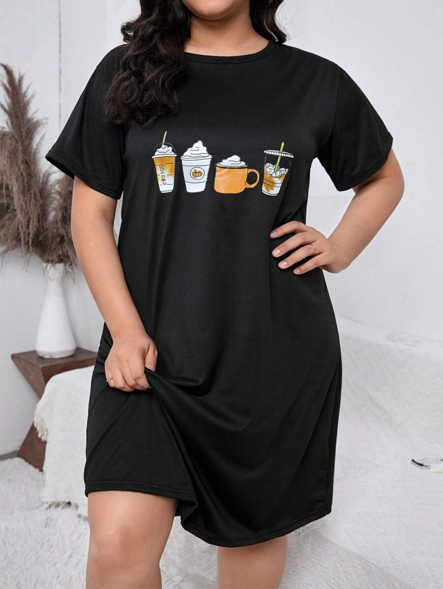 Cộng với đồ ngủ in đồ ngủ Pajama - màu đen - Xem 1