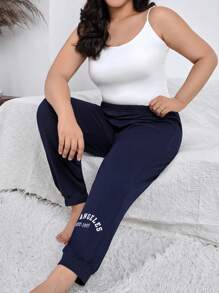 Quần Ngủ Kích Thước Lớn Lá thư - Màu xanh hải quân - Xem 1