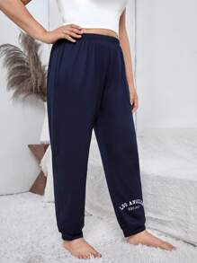 Quần Ngủ Kích Thước Lớn Lá thư - Màu xanh hải quân - Xem 5