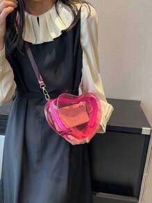 Mini Novelty Bag Heart Design Clear PVC Pink - Pink - View 2