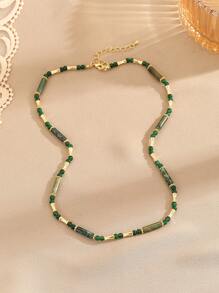 1入組波西米亞極簡串珠項鏈適合女士適用於禮品 - 綠色 - 查看 3