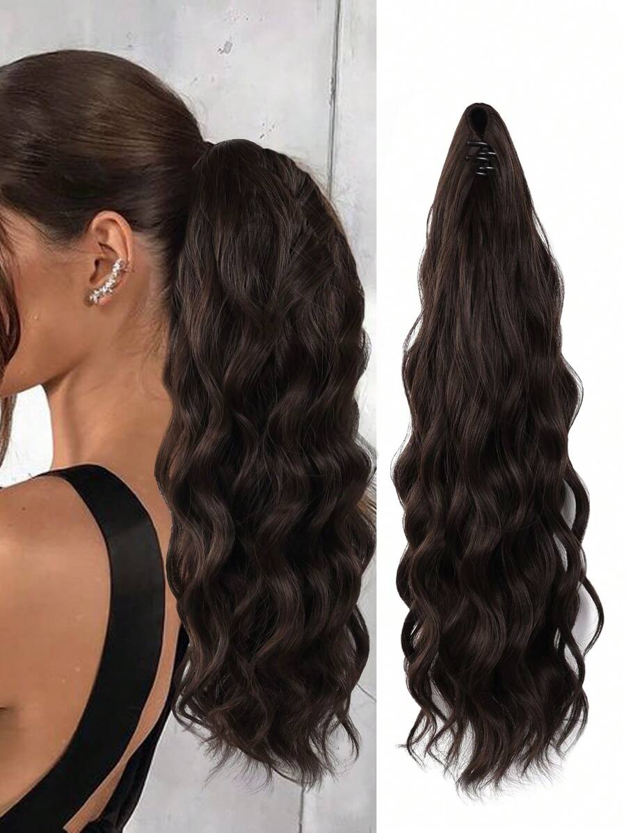 Nối tóc tổng hợp đuôi ngựa xoăn trung bình - màu nâu - Xem 1