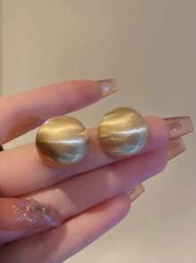 Round Stud Earrings - Yellow Gold - View 1