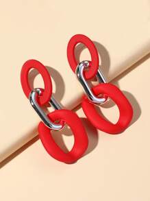 Pendientes largos con diseño de cadena - Multicolor - Ver 1