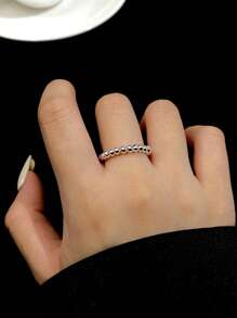 1pc Fashionable Beaded Silver Ring For Women For Daily Decoration - Silver - View 3
