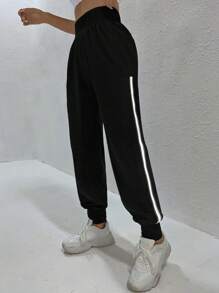 Gameset SHEIN Sport Quần Thể thao Nữ Túi Sọc bên Sọc - màu đen - Xem 3