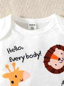 Baby Boy Cartoon Graphic Bodysuit & Shorts & Hat