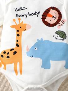 Baby Boy Cartoon Graphic Bodysuit & Shorts & Hat