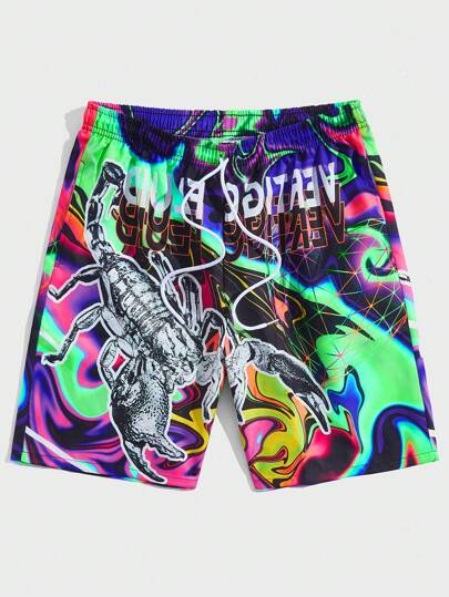 Street Life Guys Scorpion Print Drawstring Waist Shorts