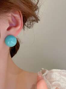 Andkiss 圓形耳釘 - 淺藍色 - 查看 2